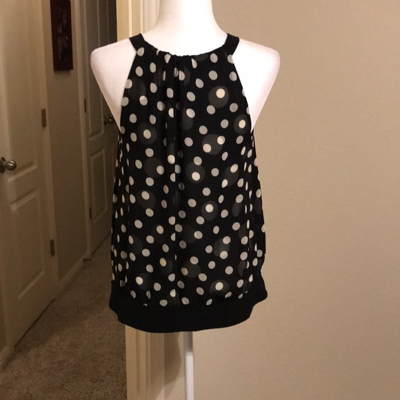 Ann Taylor - off white and black, polka dot top - Picture 4 of 6
